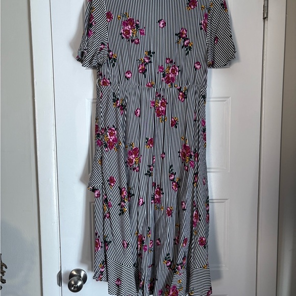 Torrid Black and White Striped Floral High Low Dress - Picture 6 of 7